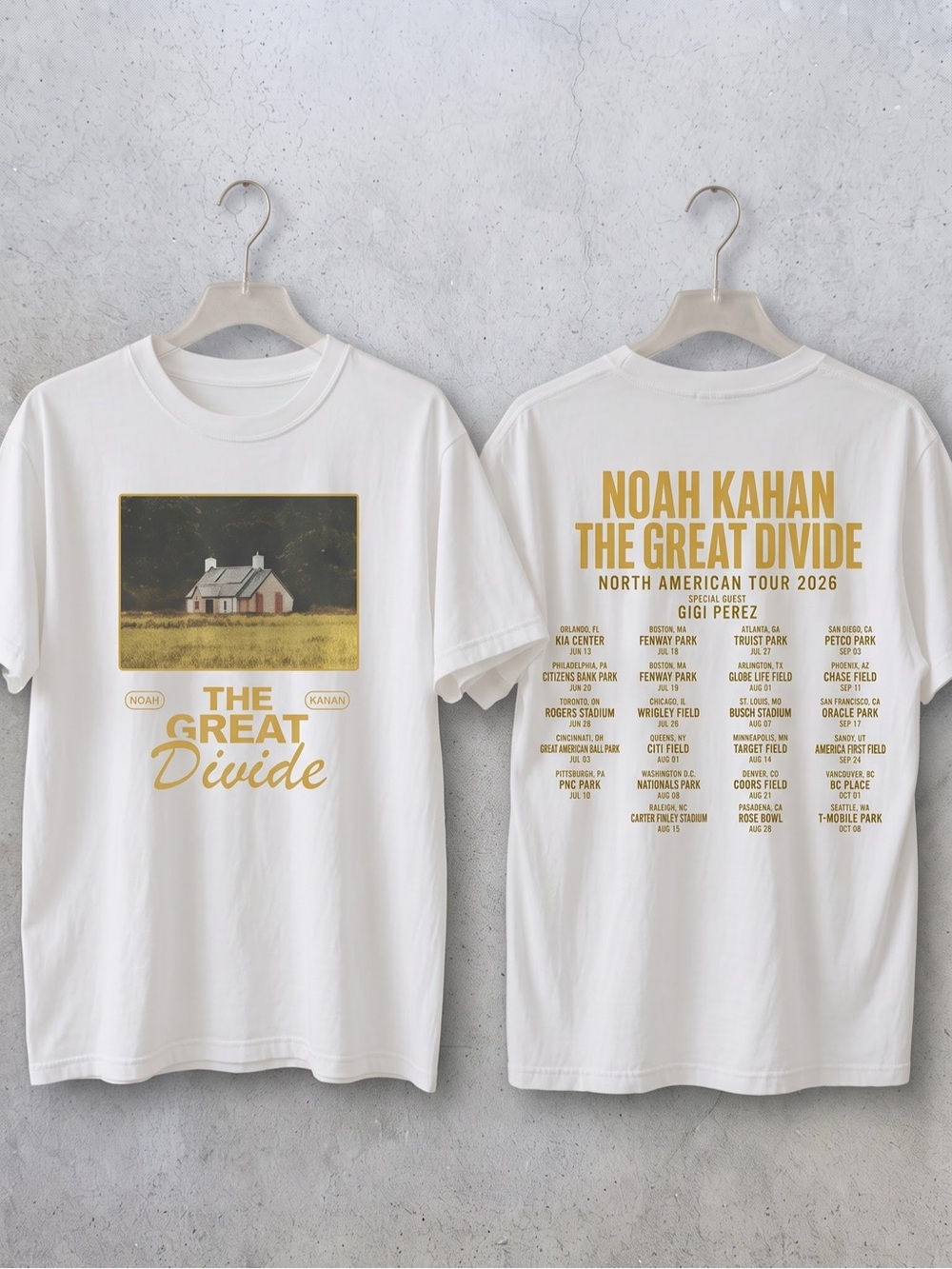 'Reprint Noah Kahan "The Great Divide" Tour
Tee - White & Mustard